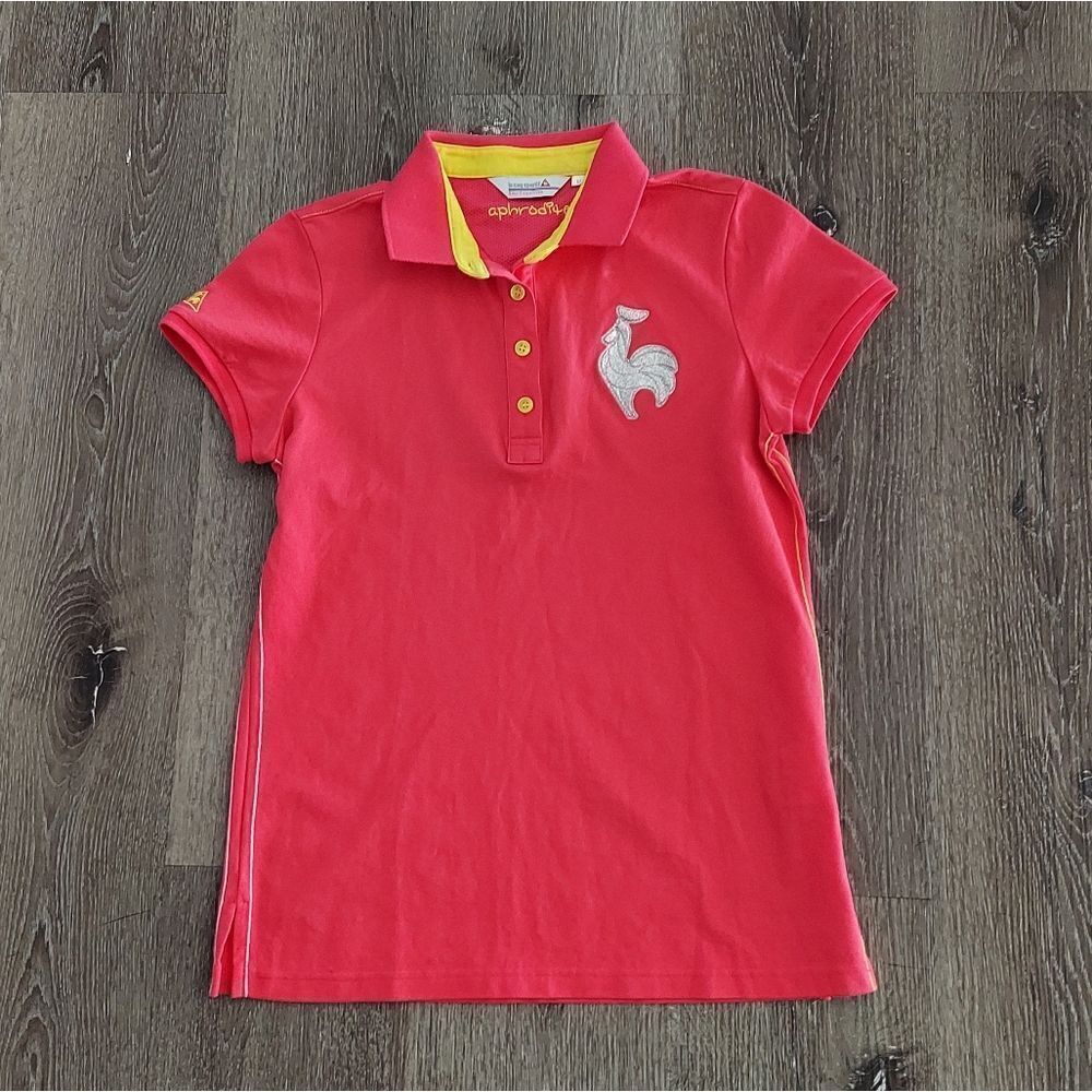 Le Coq Sportif Golf Collection Women's Polo - Pink & Yellow - Medium
